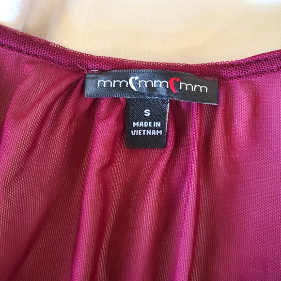 💜2 for 25$ Purple/Maroon Sheer Crop Top Blouse With Ruffles NWT,  Boho, Bold - Picture 7 of 7